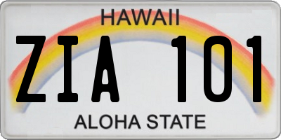 HI license plate ZIA101