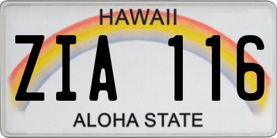 HI license plate ZIA116