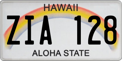 HI license plate ZIA128
