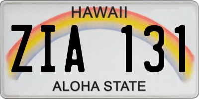 HI license plate ZIA131