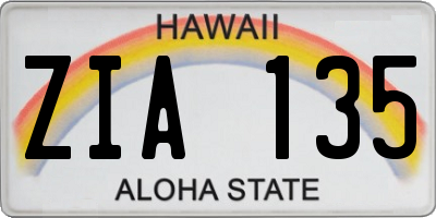 HI license plate ZIA135