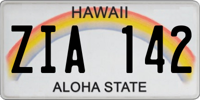 HI license plate ZIA142