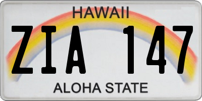 HI license plate ZIA147