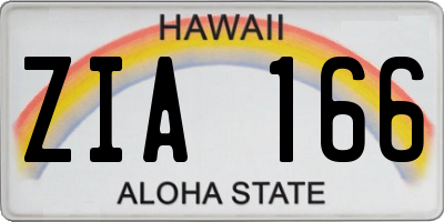 HI license plate ZIA166