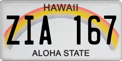 HI license plate ZIA167