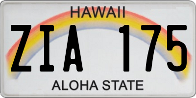 HI license plate ZIA175