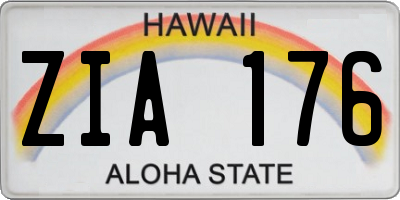 HI license plate ZIA176