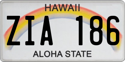 HI license plate ZIA186