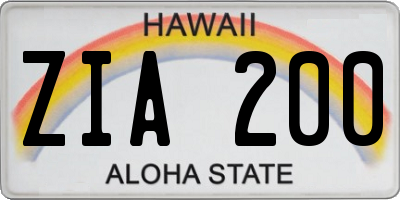 HI license plate ZIA200