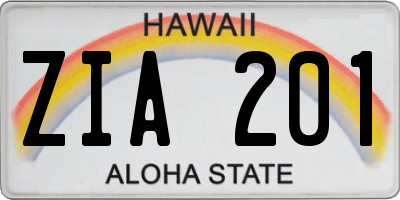 HI license plate ZIA201