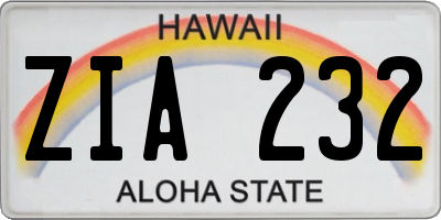 HI license plate ZIA232