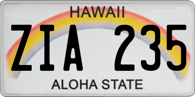 HI license plate ZIA235