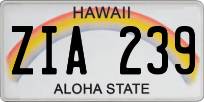 HI license plate ZIA239
