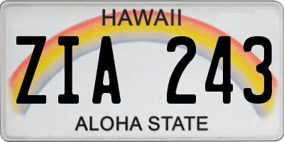 HI license plate ZIA243