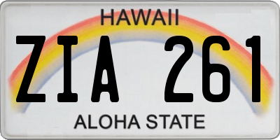 HI license plate ZIA261