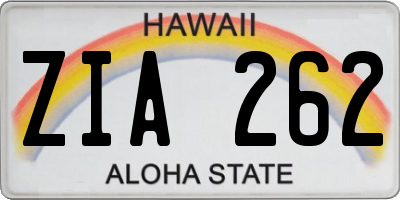 HI license plate ZIA262