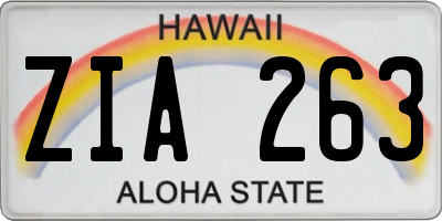 HI license plate ZIA263