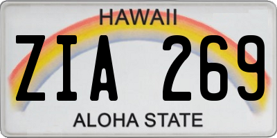 HI license plate ZIA269