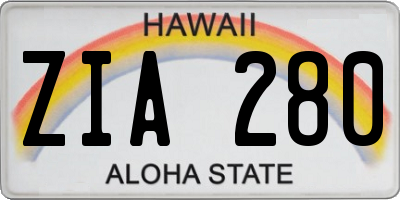 HI license plate ZIA280