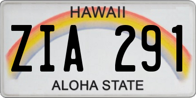HI license plate ZIA291