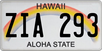 HI license plate ZIA293