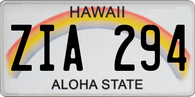 HI license plate ZIA294