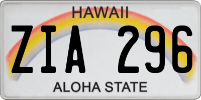 HI license plate ZIA296