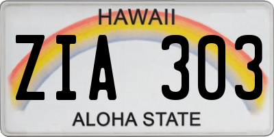 HI license plate ZIA303