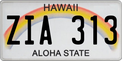 HI license plate ZIA313