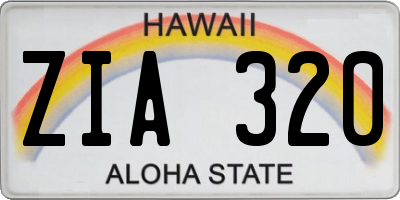 HI license plate ZIA320