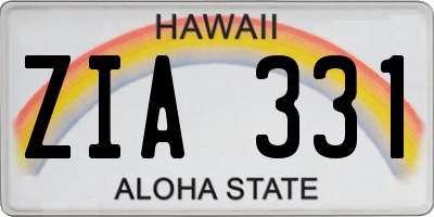 HI license plate ZIA331