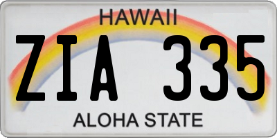 HI license plate ZIA335