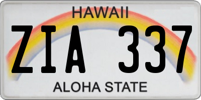 HI license plate ZIA337