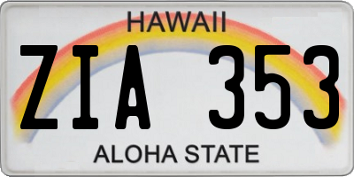 HI license plate ZIA353