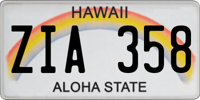 HI license plate ZIA358