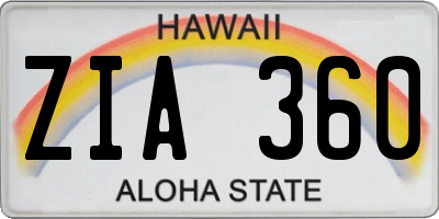 HI license plate ZIA360