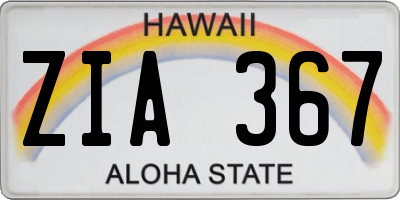 HI license plate ZIA367