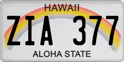 HI license plate ZIA377