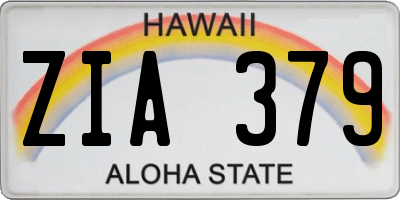 HI license plate ZIA379