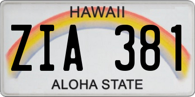 HI license plate ZIA381