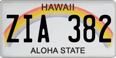 HI license plate ZIA382