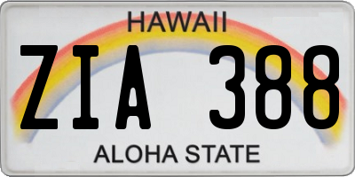 HI license plate ZIA388