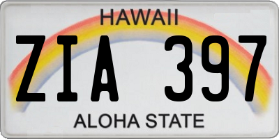 HI license plate ZIA397