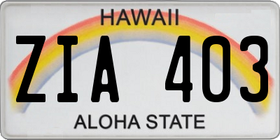 HI license plate ZIA403