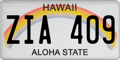 HI license plate ZIA409
