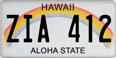 HI license plate ZIA412