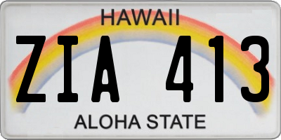 HI license plate ZIA413