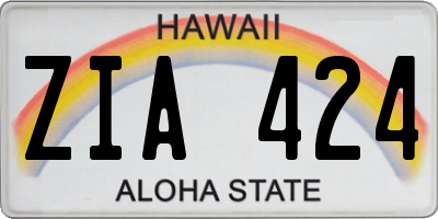 HI license plate ZIA424