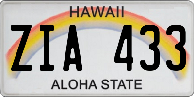 HI license plate ZIA433