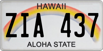 HI license plate ZIA437